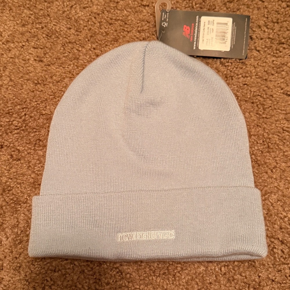 New Balance Linear NB Knit Cuffed Beanie Light Blue